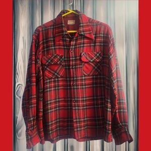 RARE 1940S VINTAGE WAIKIKI LEISURE TOGS BY BLUESTONE MEN'S TARTONTONE SHIRT